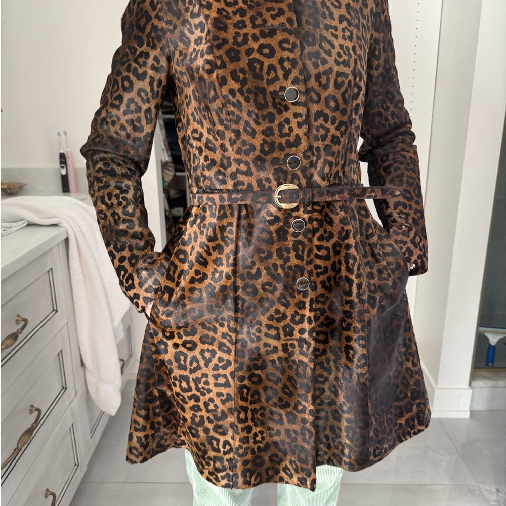 Chaser Brown Leopard Print Trench Coat - Picture 6 of 12
